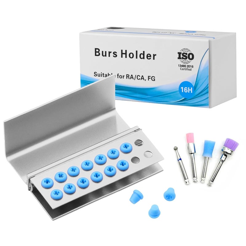 EustomA 16 Holes Burs Holder 4 pcs Block Case High Temperature Sterilizable Autoclavable Burs Holder Box (Silver) - Image 4